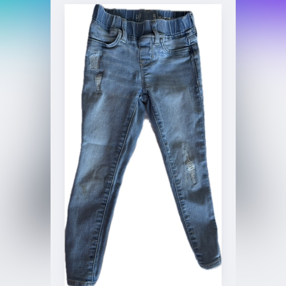 GAP Kids Jeggings : Pull-On Mid Rise Distressed Medium Wash Jeggings